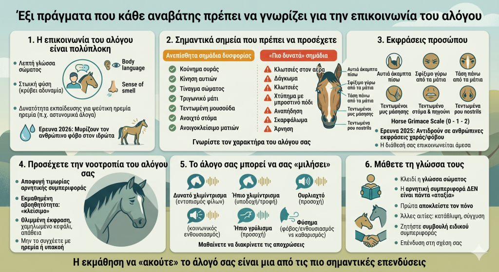 Έξι πράγματα που κάθε αναβάτης πρέπει να γνωρίζει για την επικοινωνία του αλόγου info